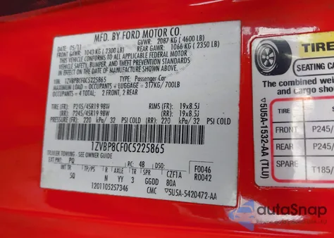 2012 Ford Mustang Gt Premium z USA, uszkodzony, nr VIN 1ZVBP8CF0C5225865